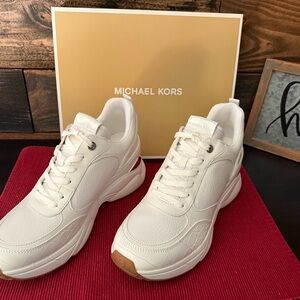 Michael Kors Optic White Katrina Wedge Trainer Box — Womens US 10M.